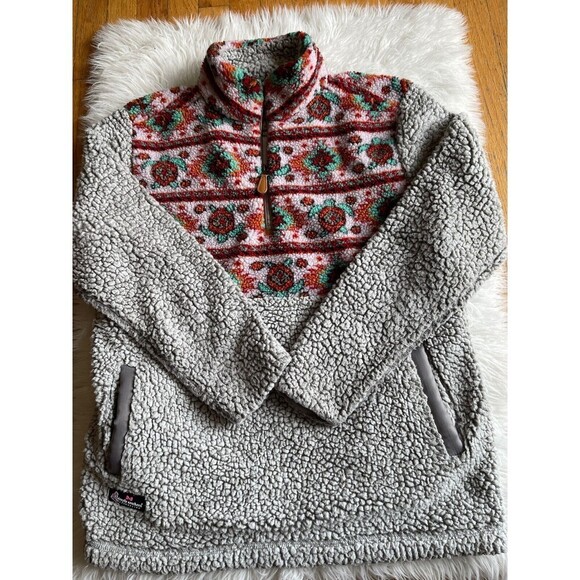 Simply Southern Jackets & Blazers - Simply Southern Size Medium Gray Turtle Sherpa Pullover